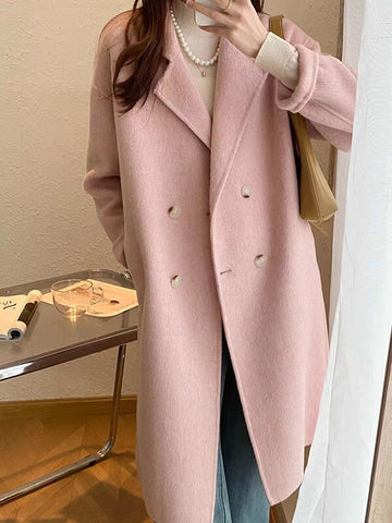 Airchics manteau en laine double boutonnage avec poches femme élégant